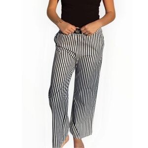 LuLu Mac Stylish Black and White Striped Wide Leg Pants